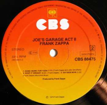 2LP Frank Zappa: Joe's Garage Acts II & III