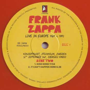 6LP/Doos Frank Zappa: Live In Europe 1967 To 1970 NUM | CLR