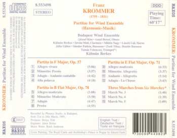 CD František Vincenc Kramář - Krommer: Partitas For Wind Ensemble (Harmonie Musik)