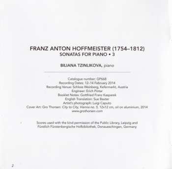 CD Franz Anton Hoffmeister: Sonatas For Piano • 3