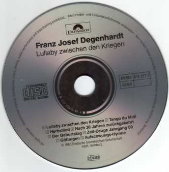 CD Franz Josef Degenhardt: Lullaby Zwischen Den Kriegen