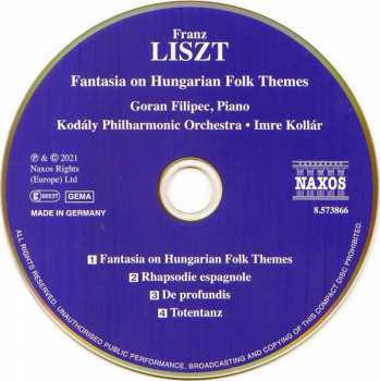 CD Franz Liszt: Fantasia On Hungarian Folk Themes