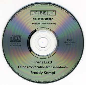 CD Franz Liszt: Études D´Exécution Transcendante