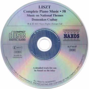 CD Franz Liszt: Liszt Complete Piano Music • 58 (Music On National Themes)