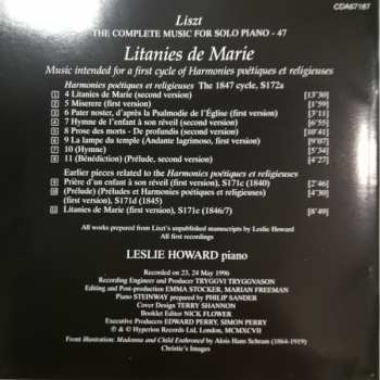 CD Franz Liszt: Litanies De Marie. Music Intended For A First Cycle Of Harmonies Poétiques Et Religieuses