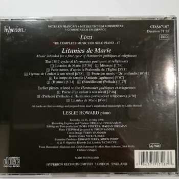 CD Franz Liszt: Litanies De Marie. Music Intended For A First Cycle Of Harmonies Poétiques Et Religieuses