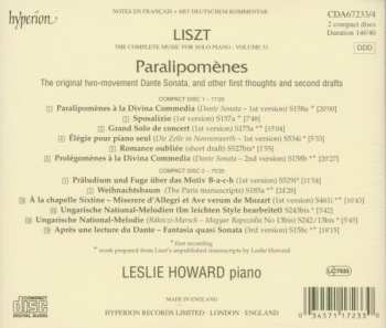 2CD Franz Liszt: Paralipomènes (The Original Dante Sonata And Other First Thoughts And Second Drafts)
