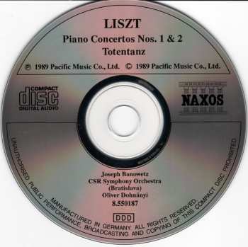 CD Franz Liszt: Piano Concertos Nos. 1 and 2 / Totentanz