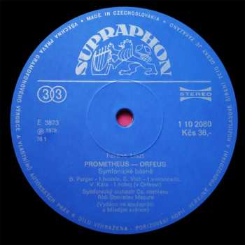 LP Prague Radio Symphony Orchestra: Prometheus / Orpheus / Tasso (Symfonické Básně)