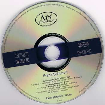 CD Franz Schubert: Sonate D 959 / Moments Musicaux D 780
