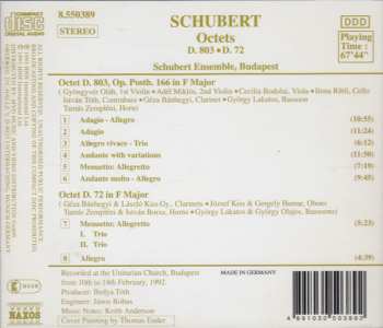 CD Franz Schubert: Octet D. 803 For Strings, Clarinet, Bassoon And Horn - Octet D. 72 For Oboes, Clarinets, Bassoons And Horns