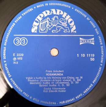 LP The Czech Philharmonic Orchestra: Rosamunda (Výběr Z Hudby Ke Hře Helminy Von Chézy)