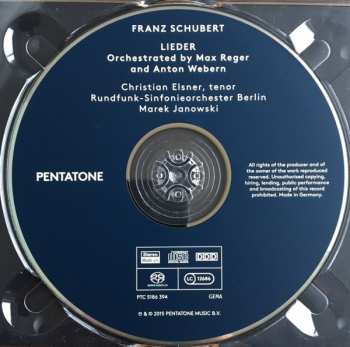 SACD Franz Schubert: Schubert Lieder (Orchestrated By Max Reger & Anton Webern)