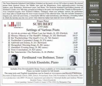 CD Franz Schubert: Schubert: Settings Of Various Poets