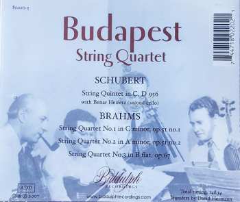 CD Johannes Brahms: String Quintet In C / 3 String Quartets
