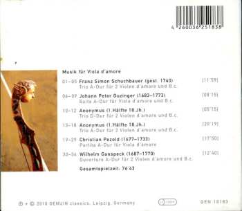 CD Anonymous: Musik für Viola d'amore. Franz S. Schuchbauer, Johann P. Guzinger, Christian Pezold, Wilhelm Ganspeck