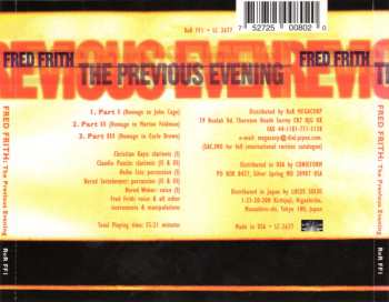 CD Fred Frith: The Previous Evening