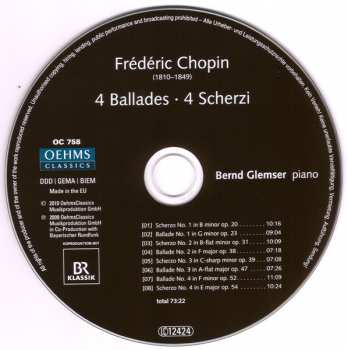 CD Frédéric Chopin: 4 Ballades • 4 Scherzi