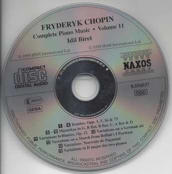 CD Frédéric Chopin: Rondos And Variations