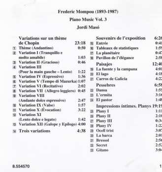 CD Frederic Mompou: Piano Music Volume 3
