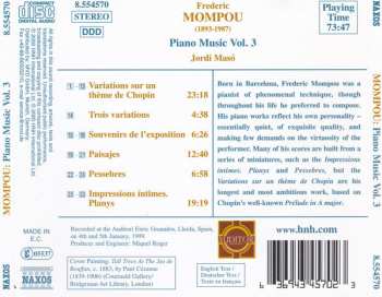 CD Frederic Mompou: Piano Music Volume 3