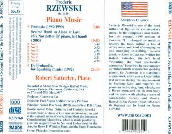 CD Frederic Rzewski: Piano Music - Fantasia | Second Hand, or Alone at Last | De Profundis