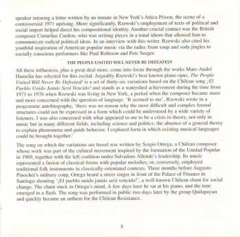 CD Frederic Rzewski: The People United Will Never Be Defeated!