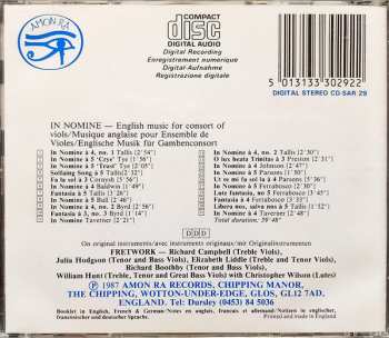 CD Fretwork: In Nomine (16th C. English Music For Viols Including The Complete Consort Music Of Thomas Tallis)