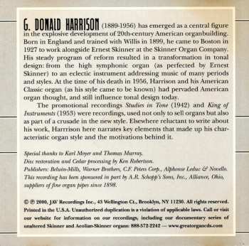 CD G. Donald Harrison: Studies In Tone & King Of Instruments - Reissues Of Promotional Recordings From The Aeoliean-Skinner Organ Company Narrated By G. Donald Harrison