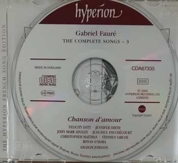 CD Gabriel Fauré: Chanson D'amour: Love Song (The Complete Songs - 3)