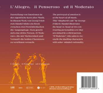 CD Georg Friedrich Händel: L'Allegro, Il Penseroso Ed Il Moderato