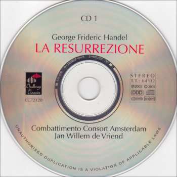 2CD Georg Friedrich Händel: La Resurrezione (Live Recording)