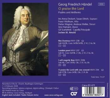 CD Georg Friedrich Händel: O Praise The Lord: Psalms And Anthems