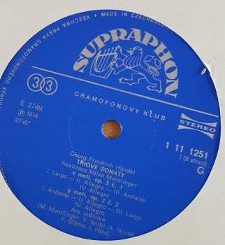 3LP/Doos Georg Friedrich Händel: Triové Sonáty (3xLP + BOX + INSERT)