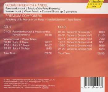 2CD Georg Friedrich Händel: Water Music / Music For The Royal Fireworks / Concerti Grossi Op.3