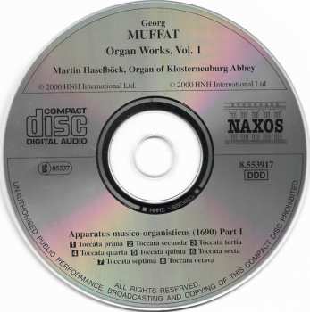 CD Martin Haselböck: Organ Works Volume 1 (Apparatus Musico-Organisticus (1690) Part I)