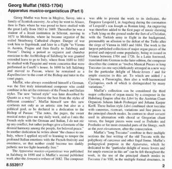 CD Martin Haselböck: Organ Works Volume 1 (Apparatus Musico-Organisticus (1690) Part I)