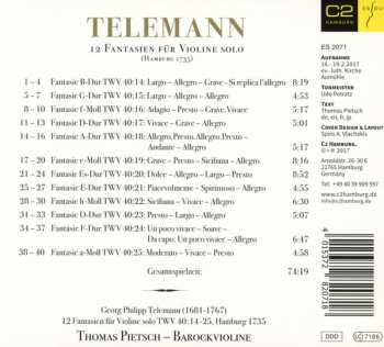CD Georg Philipp Telemann: 12 Fantasien Für Violine Solo