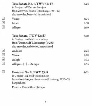 CD Georg Philipp Telemann: Complete Trio Sonatas With Recorder And Viol