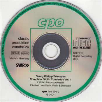 CD Georg Philipp Telemann: Complete Violin Concertos Vol. 1