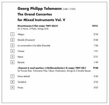 CD Georg Philipp Telemann: The Grand Concertos For Mixed Instruments Vol. 5