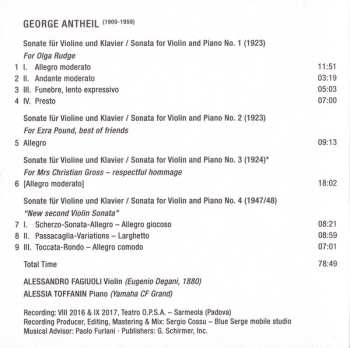 CD George Antheil: Violin Sonatas (Complete Violin Music Vol. 1)