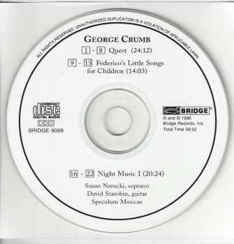 CD George Crumb: Quest; Federico's Little Songs For Children; Night Music I