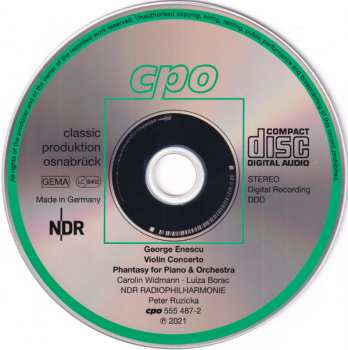 CD George Enescu: Violin Concerto ∙ Phantasy For Piano & Orchestra