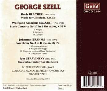CD George Szell: Blacher • Mozart • Brahms • Stravinsky