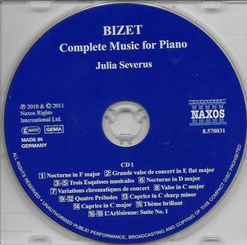 2CD Georges Bizet:  Complete Music For Solo Piano