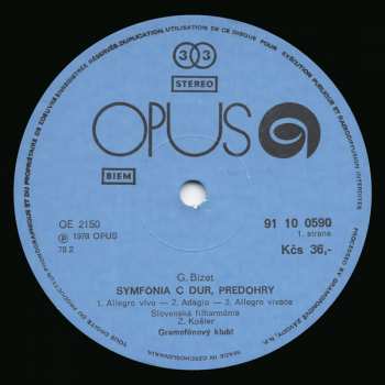 LP Georges Bizet: Symfónia C Dur / Predohry Z Opery Carmen