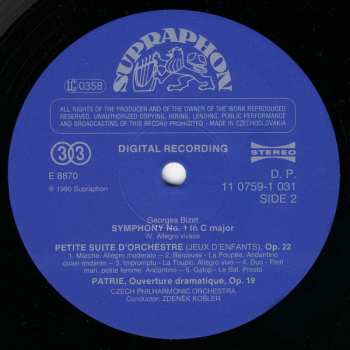 Album The Czech Philharmonic Orchestra: Symphonie No.1 / Jeux D’Enfants / Patrie