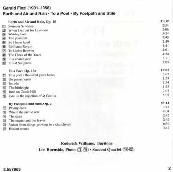 CD Roderick Williams: Earth And Air And Rain • By Footpath And Stile • To A Poet
