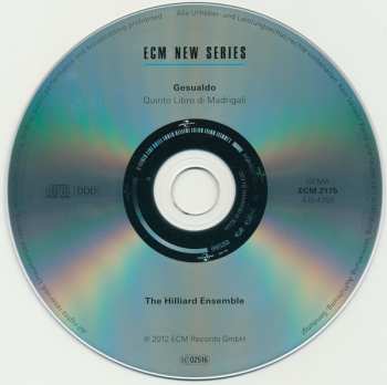 CD The Hilliard Ensemble: Quinto Libro Di Madrigali